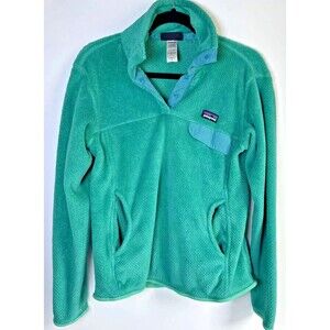 Patagonia Womens Snap T Fleece Pullover Retro Synchilla Teal Green Medium Jacket